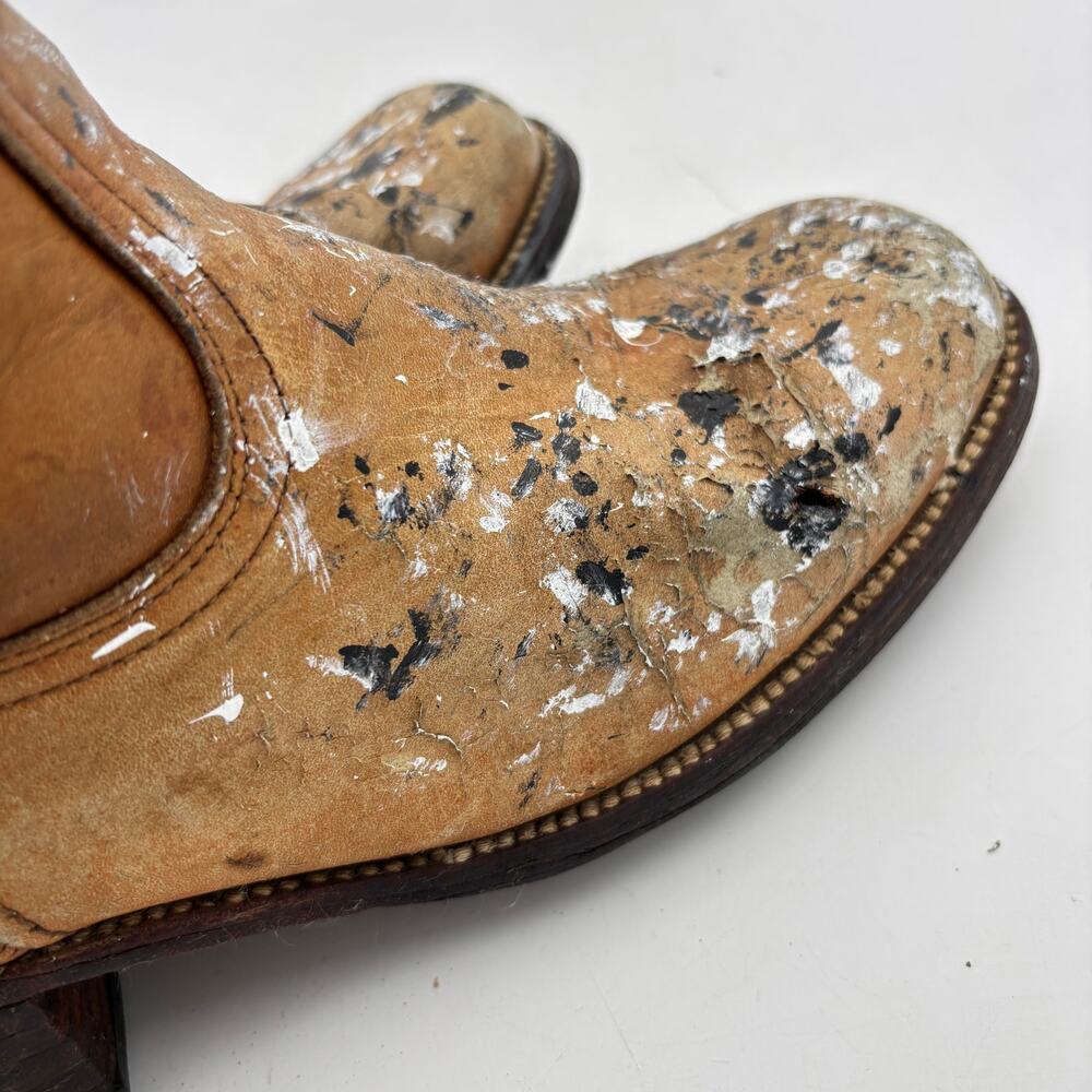Vintage Frye Campus 14L Boots Women's 8B Square Toe Western Boho Paint Splatter - Picture 15 of 15